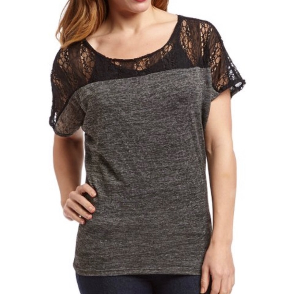 🌺NWOT🌺 Black & Heather Charcoal Neck Tee🌺
